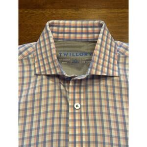 15 32/33 Twillory Performance Fabric Long Sleeve Shirt Tailored Fit Pink Check